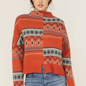 Rock & Roll Cowgirl Multicolor Geometric Sweater